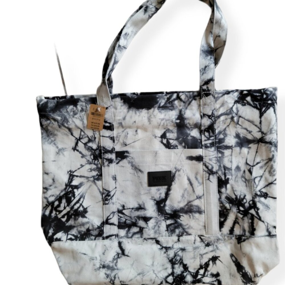 Victoria Secret Pink Black and white tie-dye tote bag